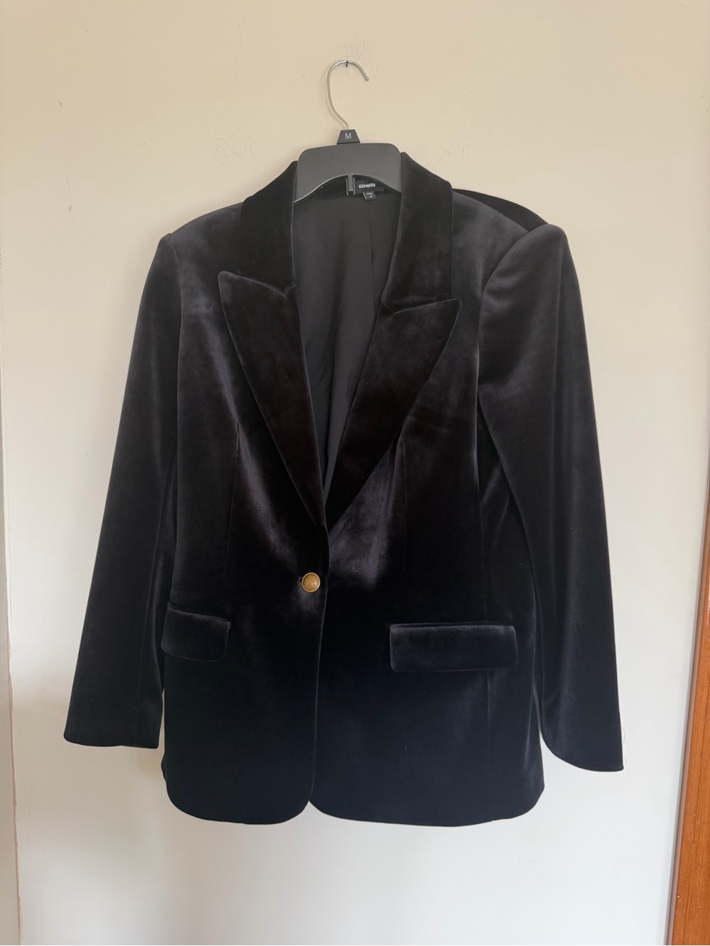 Express Black Velvet Single-Button Blazer